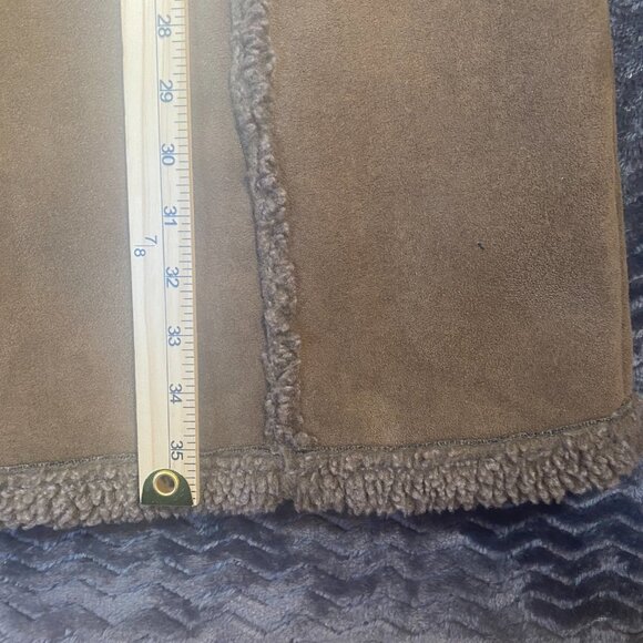 L.L. Bean Faux Fur lined Suede Winter Jacket Brown Womens size medium Petite - Picture 5 of 11